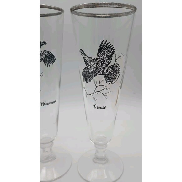 Federal Glass Sportsman Pilsner Beer Glasses - Set of 4 grouse pheasant duck - Picture 2 of 7